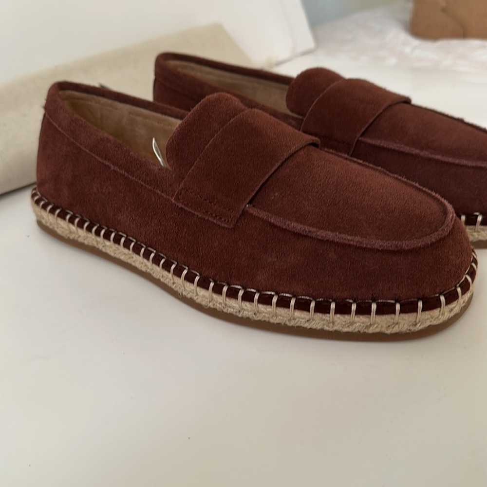 Zara Leather Moccasin Espadrilles  Chestnut Men’s Shoes - Picture 6 of 17
